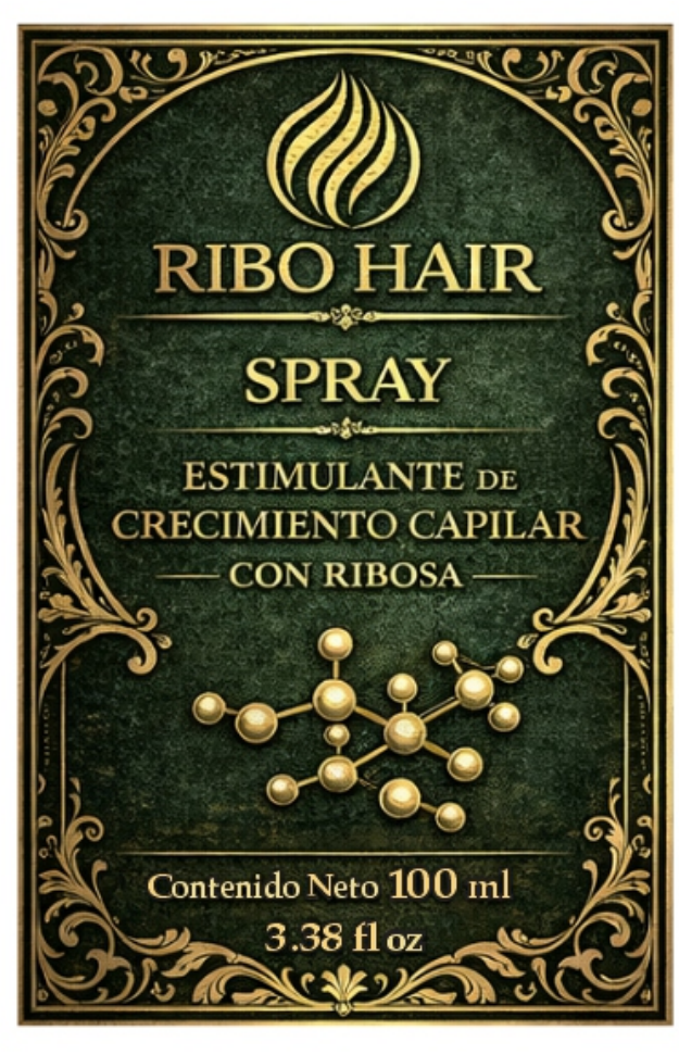 Etiqueta Ribo Hair Spray Estimulante de Crecimiento Capilar con Ribosa